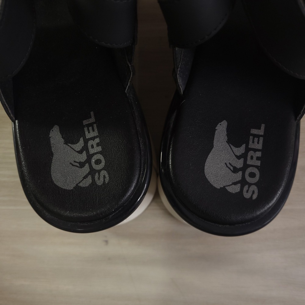 Sorel Joanie III Slingback Wedge Sandals Womens Size 9Black Beige Platform - Picture 4 of 12